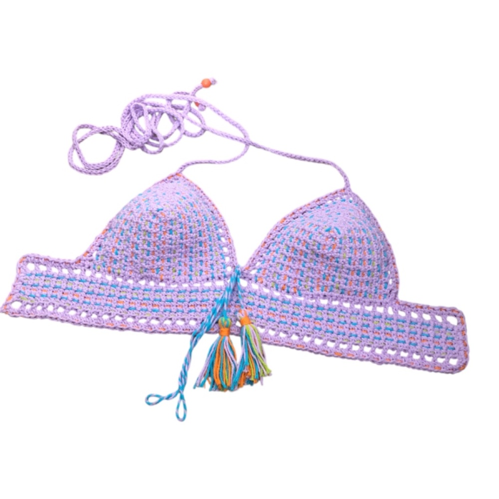Elegant Handmade Crochet Crop Top – Bohemian Festival Bralette w/Tassels - Picture 11 of 17